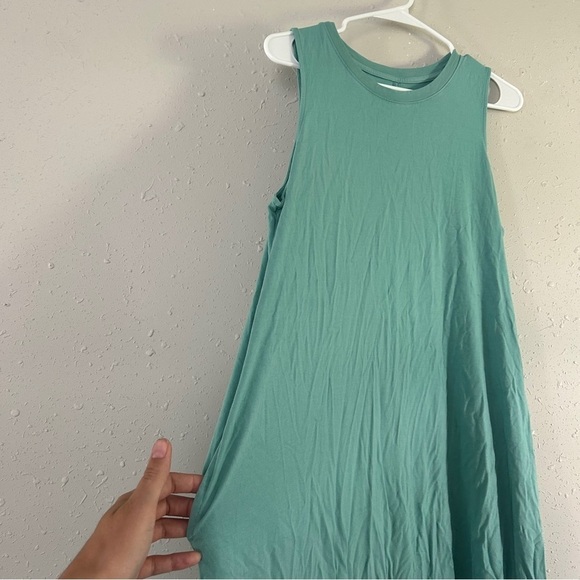🦋 Time & Tru Green Sleeveless Shift Dress Pockets Comfy Casual Summer XL Stretch - Picture 4 of 7